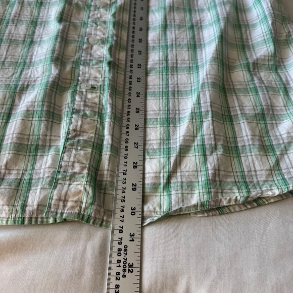 Oakley Men's XL Plaid Short Sleeve Cotton Shirt Button Up Green/White Beach Dad‎ - Picture 13 of 15